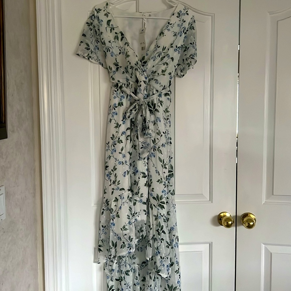 NY Collection Blue and Green Floral High Low Dress‎ - Picture 12 of 14